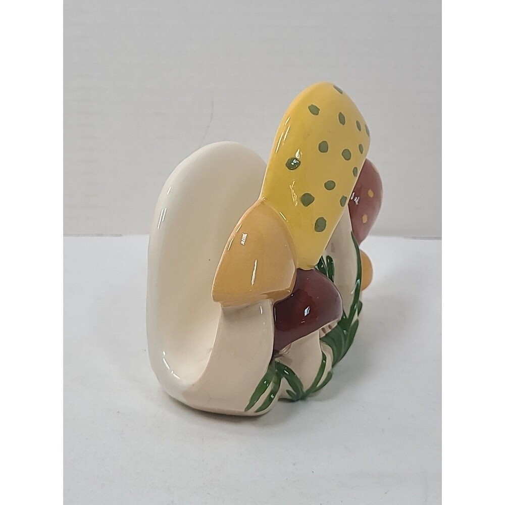 Vintage Ceramic Mushroom Napkin Holder 1970's tan brown - Picture 3 of 6
